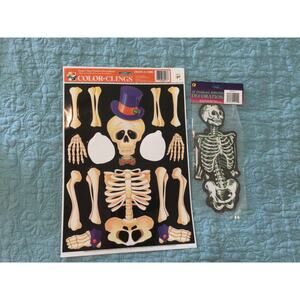 Vintage Halloween Window Clings and Home Decor Skeletons